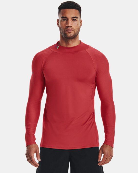 Camiseta de manga larga con cuello cerrado UA RUSH™ SmartForm para hombre, Red, pdpMainDesktop image number 0